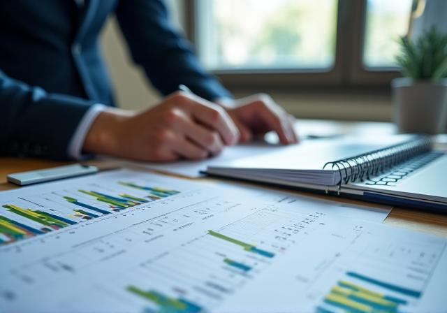 Complex tax document analysis on a modern desk